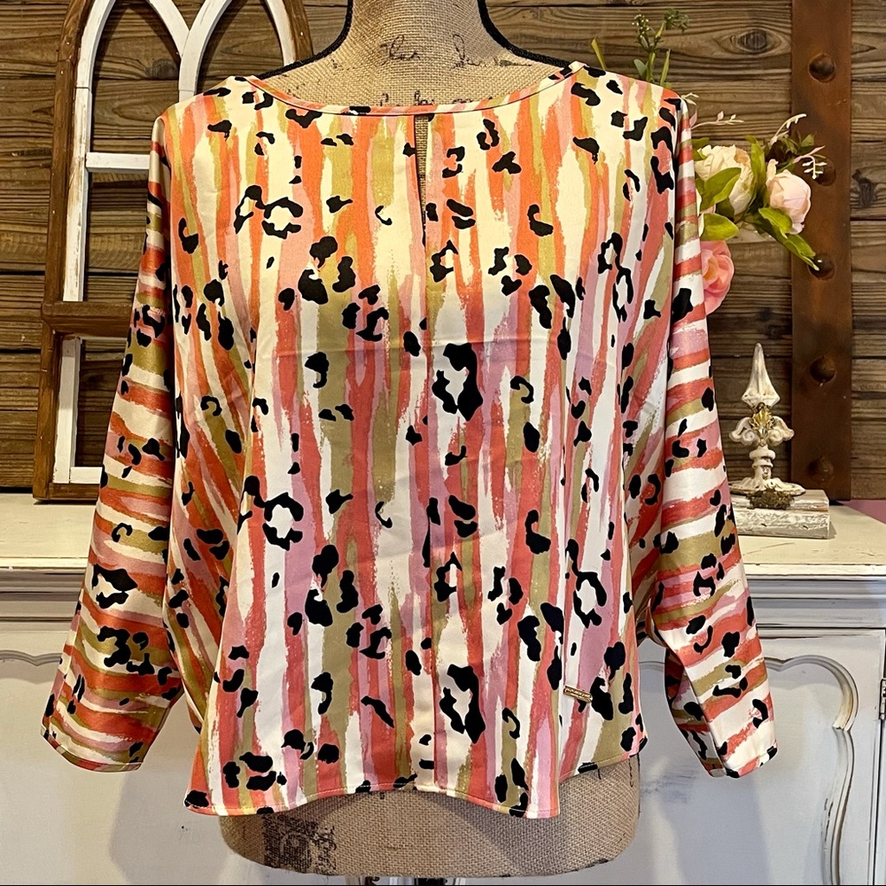 Marc New York Pink Leopard Striped Shirt NWT